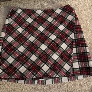 Hollister Red and Black Plaid A-Line Skirt